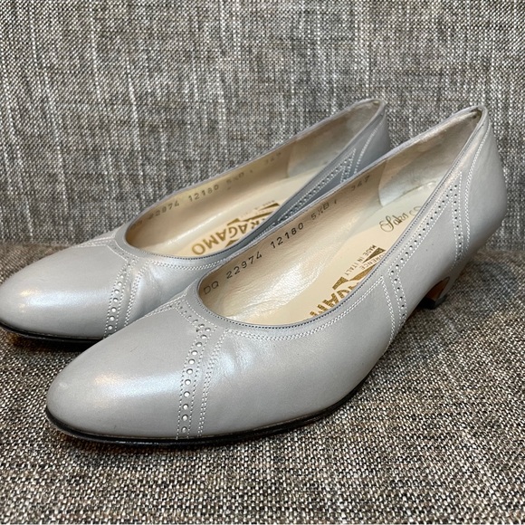 Salvatore Ferragamo Grey Classic Heels Womens Sz 5.5 - Picture 3 of 10